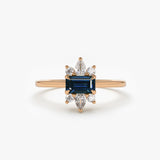 14K Octagon Sapphire and Diamond Ring 14K Rose Gold Ferkos Fine Jewelry