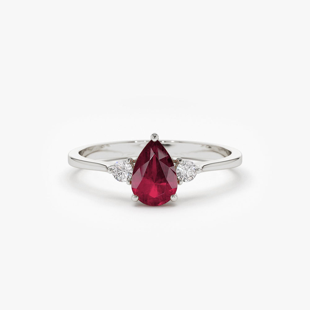 14K Pear Shape Ruby Ring with Diamonds – FERKOS FJ