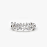 14K Gold Two Row Marquise & Round Diamond Ring 14K White Gold Ferkos Fine Jewelry