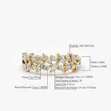 14K Gold Two Row Marquise & Round Diamond Ring  Ferkos Fine Jewelry