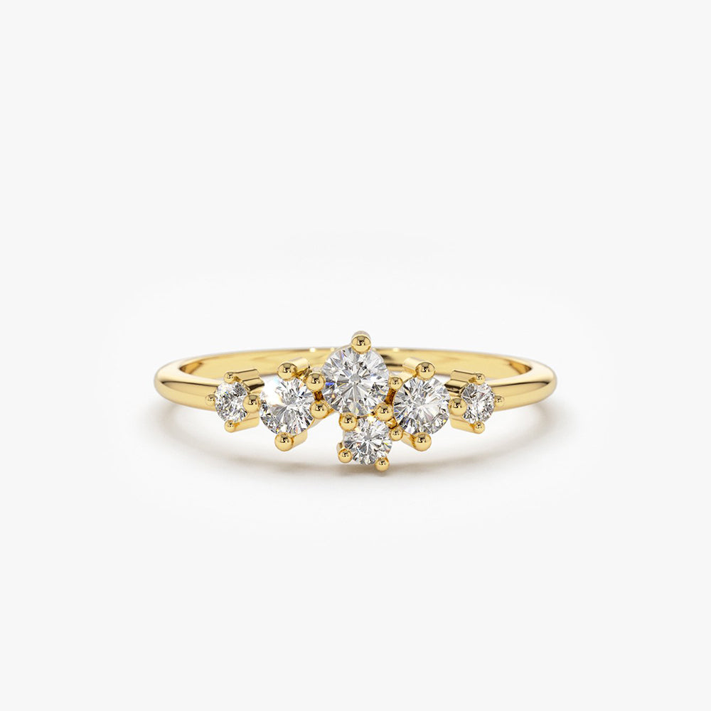 14K Large Diamond Cluster Ring 14K Gold Ferkos Fine Jewelry