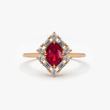 14K Unique Natural Ruby and Baguette Ring 14K Rose Gold Ferkos Fine Jewelry