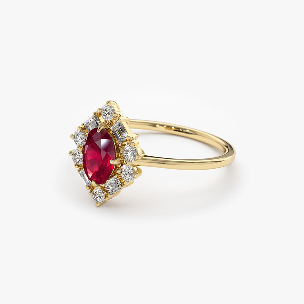 Buy Vintage Ruby Engagement Ring Ruby Diamond Halo Engagement Ring Ruby  Anniversary Ring Estate Natural Ruby Ring 18K Gold Unique Ruby Ring Online  in India - Etsy