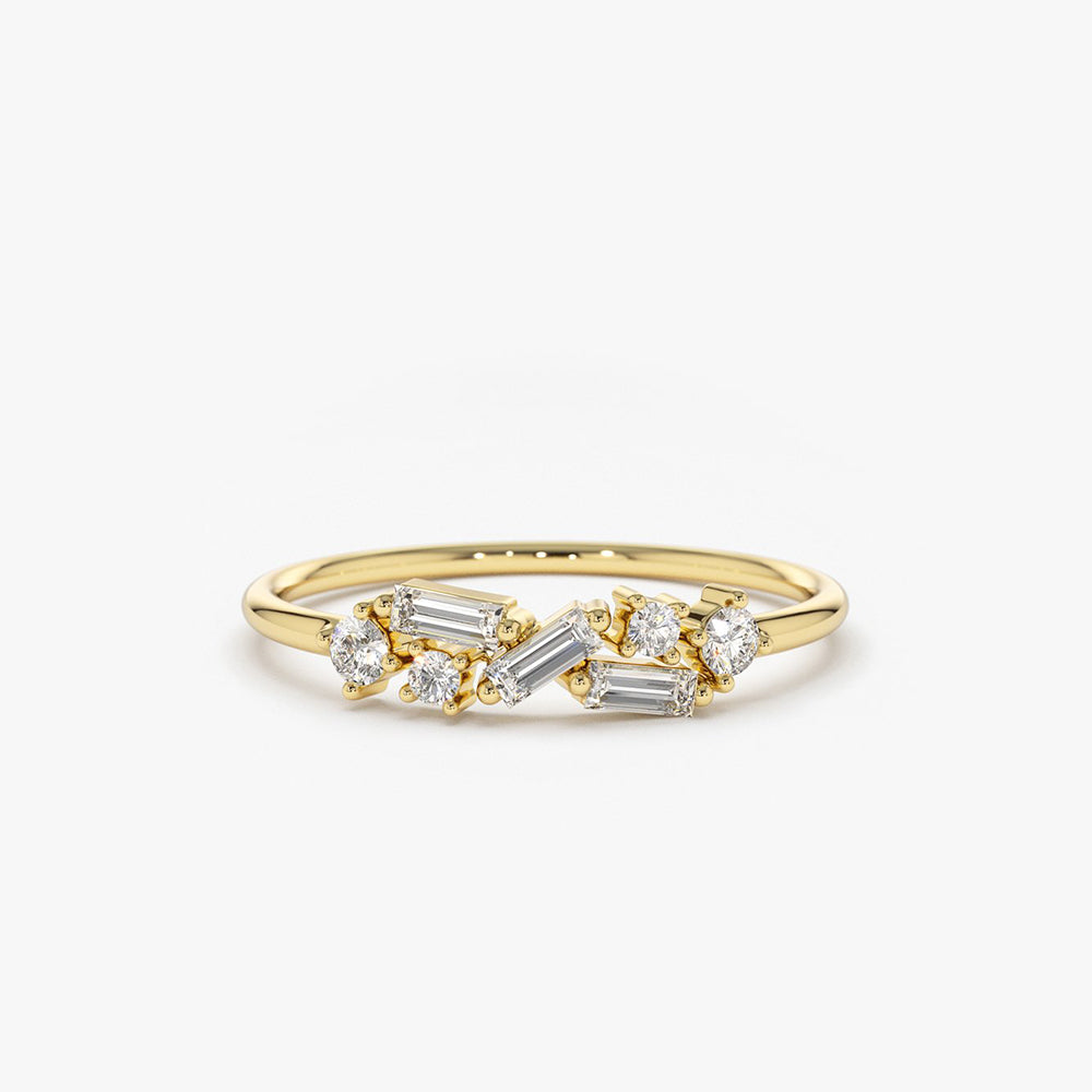 14K Scattered Baguette and Round Diamond Ring 14K Gold Ferkos Fine Jewelry