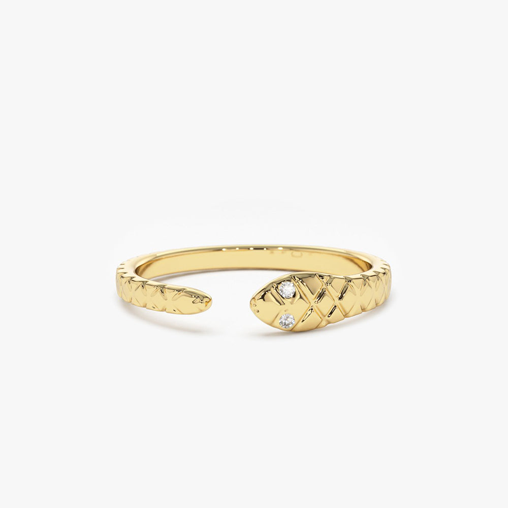 14k Snake Ring with Diamond Eyes 14K Gold Ferkos Fine Jewelry
