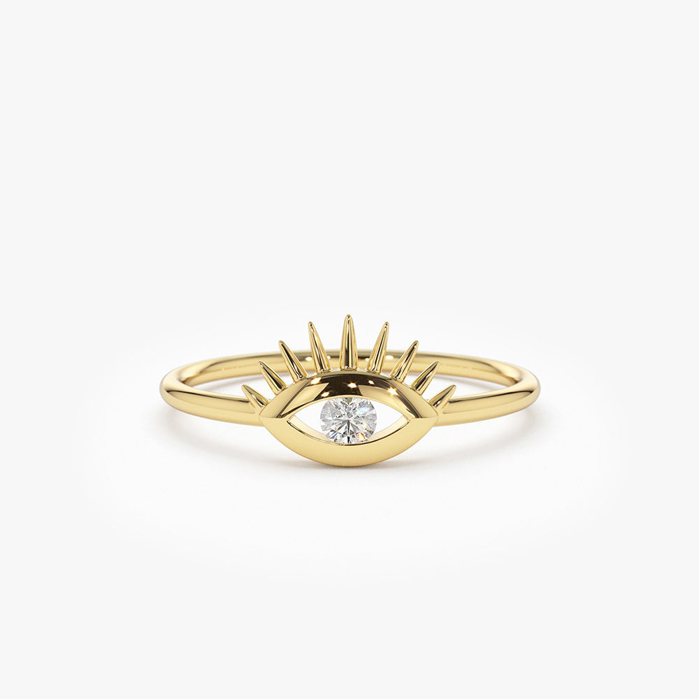 14k Diamond Evil Eye Ring 14K Gold Ferkos Fine Jewelry