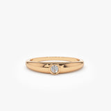 14k Dome Diamond Bezel Ring 14K Rose Gold Ferkos Fine Jewelry