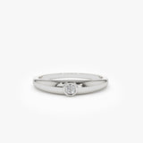 14k Dome Diamond Bezel Ring 14K White Gold Ferkos Fine Jewelry