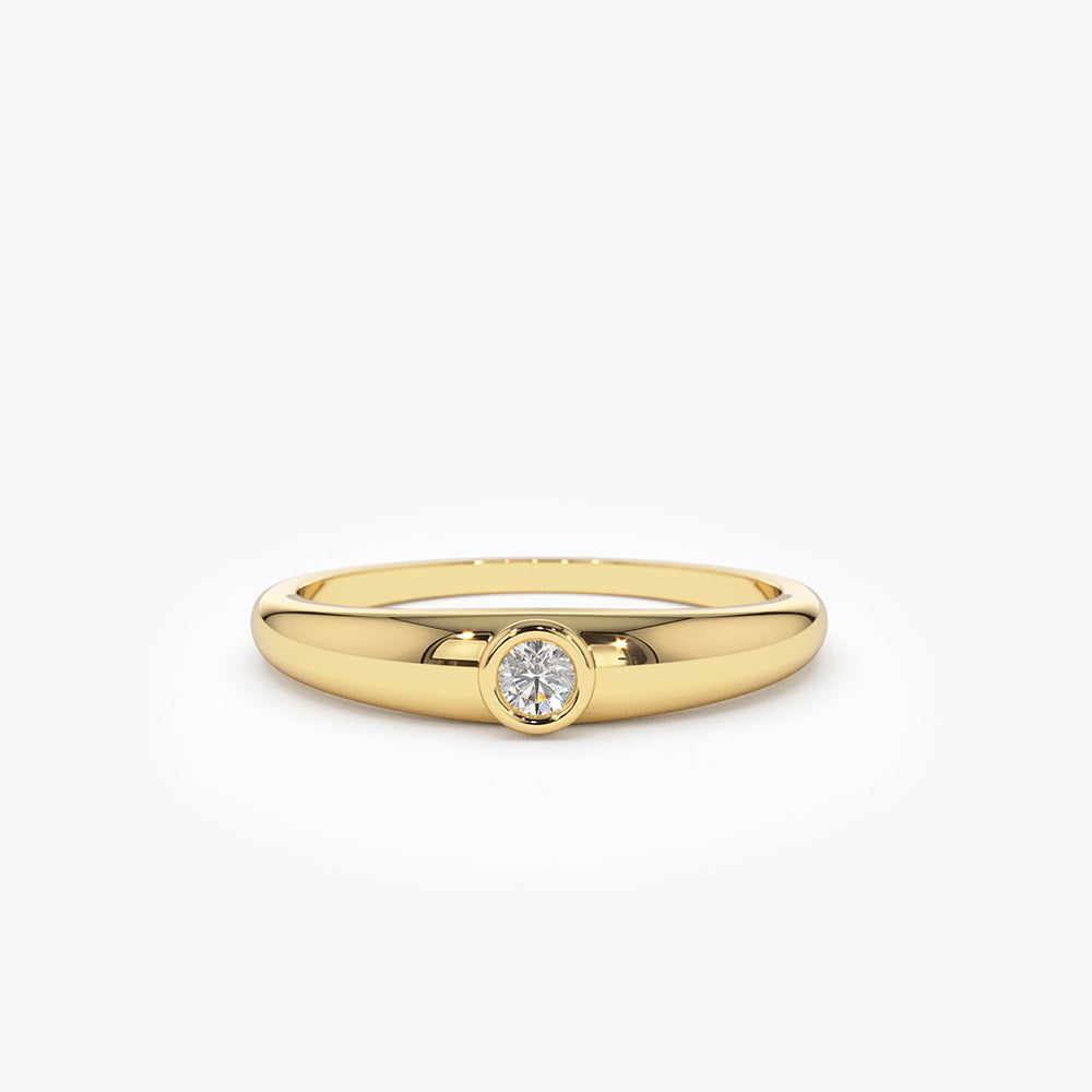 14k Dome Diamond Bezel Ring 14K Gold Ferkos Fine Jewelry