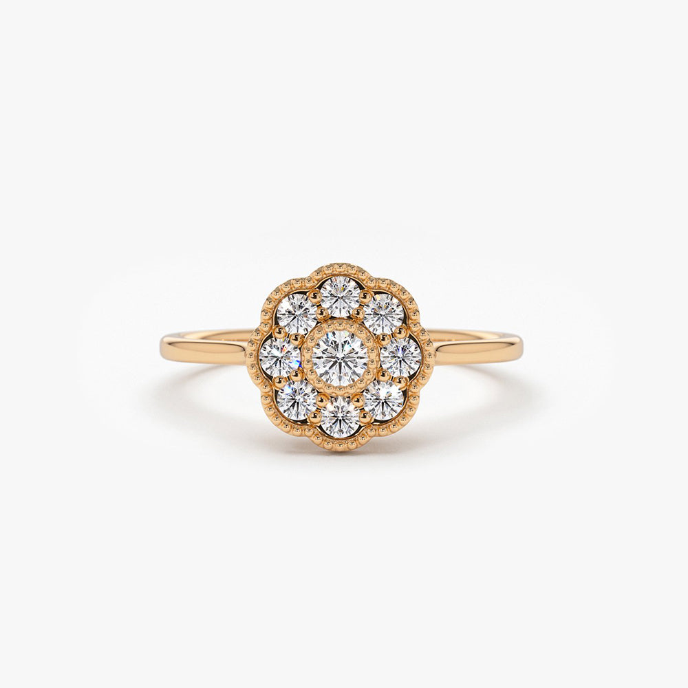 14K Gold Floral Diamond Ring 14K Rose Gold Ferkos Fine Jewelry