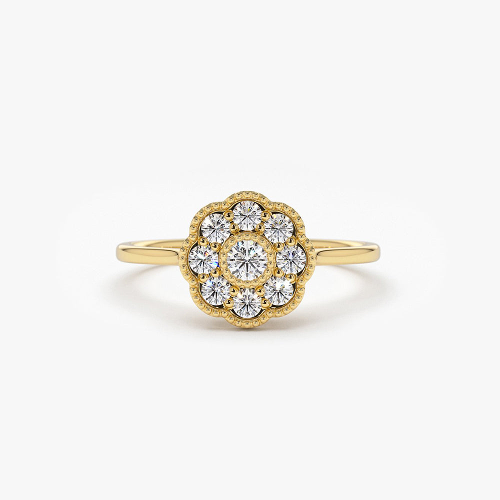 14K Gold Floral Diamond Ring 14K Gold Ferkos Fine Jewelry