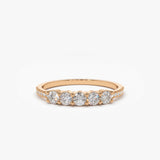 14K Gold 5 Stone Diamond Anniversary Ring 14K Rose Gold Ferkos Fine Jewelry