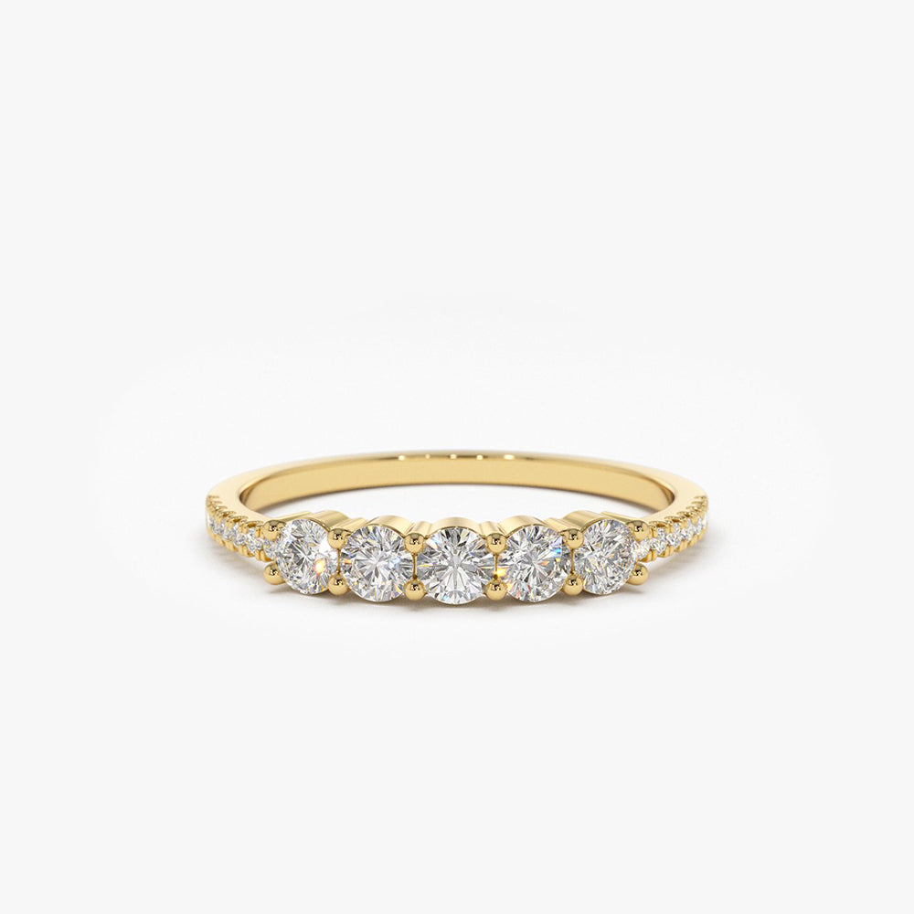 14K Gold 5 Stone Diamond Anniversary Ring 14K Gold Ferkos Fine Jewelry