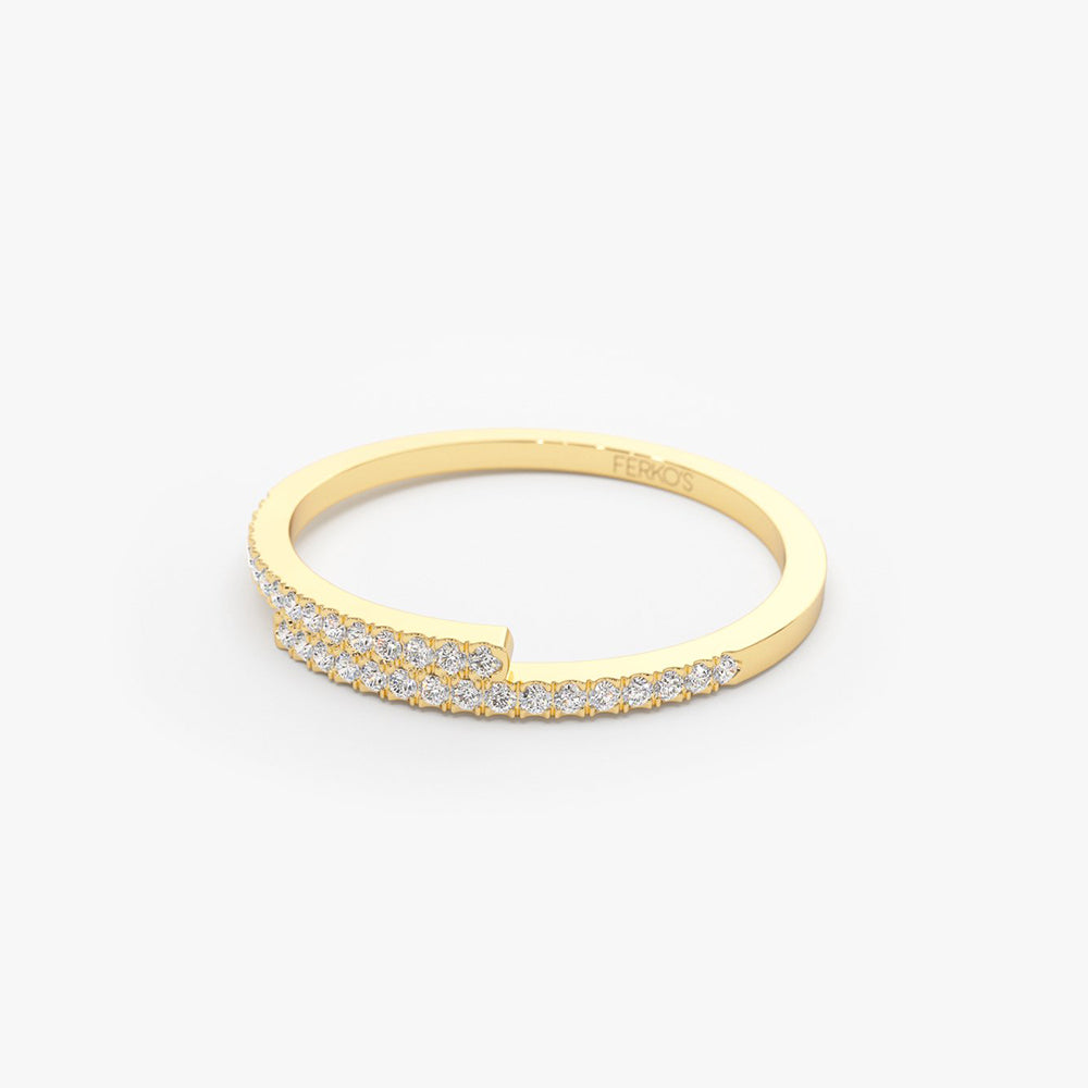 14K Gold Diamond Criss Cross Pave Ring – FERKOS FJ
