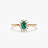 14k Emerald Ring with Halo Diamonds 14K Rose Gold Ferkos Fine Jewelry