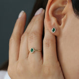 14k Emerald Ring with Halo Diamonds  Ferkos Fine Jewelry