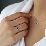 14k Emerald Ring with Halo Diamonds  Ferkos Fine Jewelry