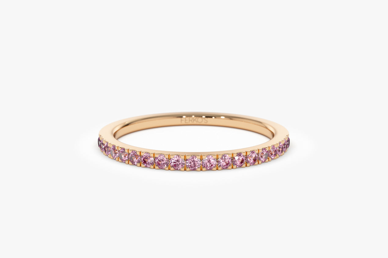 Rose Gold Pink Diamond Eternity Ring, 14K Rose Gold