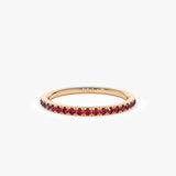 14k Gold Half Eternity Pave Ruby Ring 14K Rose Gold Ferkos Fine Jewelry