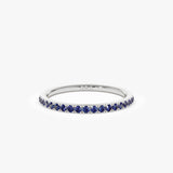 14k Half Eternity Blue Sapphire Ring 14K White Gold Ferkos Fine Jewelry