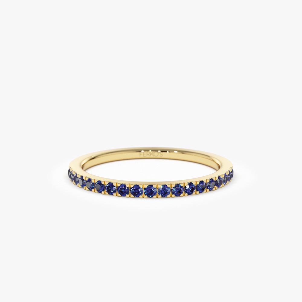 14k Half Eternity Blue Sapphire Ring 14K Gold Ferkos Fine Jewelry