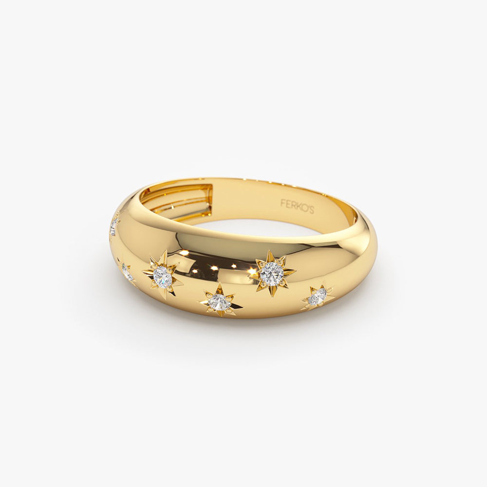 14k 6MM Dome Star Setting Diamond Ring  Ferkos Fine Jewelry