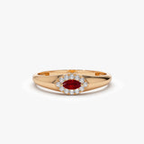 14k Marquise Ruby Ring in Halo Setting 14K Rose Gold Ferkos Fine Jewelry