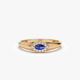 14k Marquise Sapphire Ring in Halo Setting 14K Rose Gold Ferkos Fine Jewelry