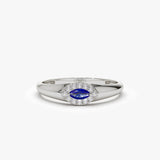 14k Marquise Sapphire Ring in Halo Setting 14K White Gold Ferkos Fine Jewelry
