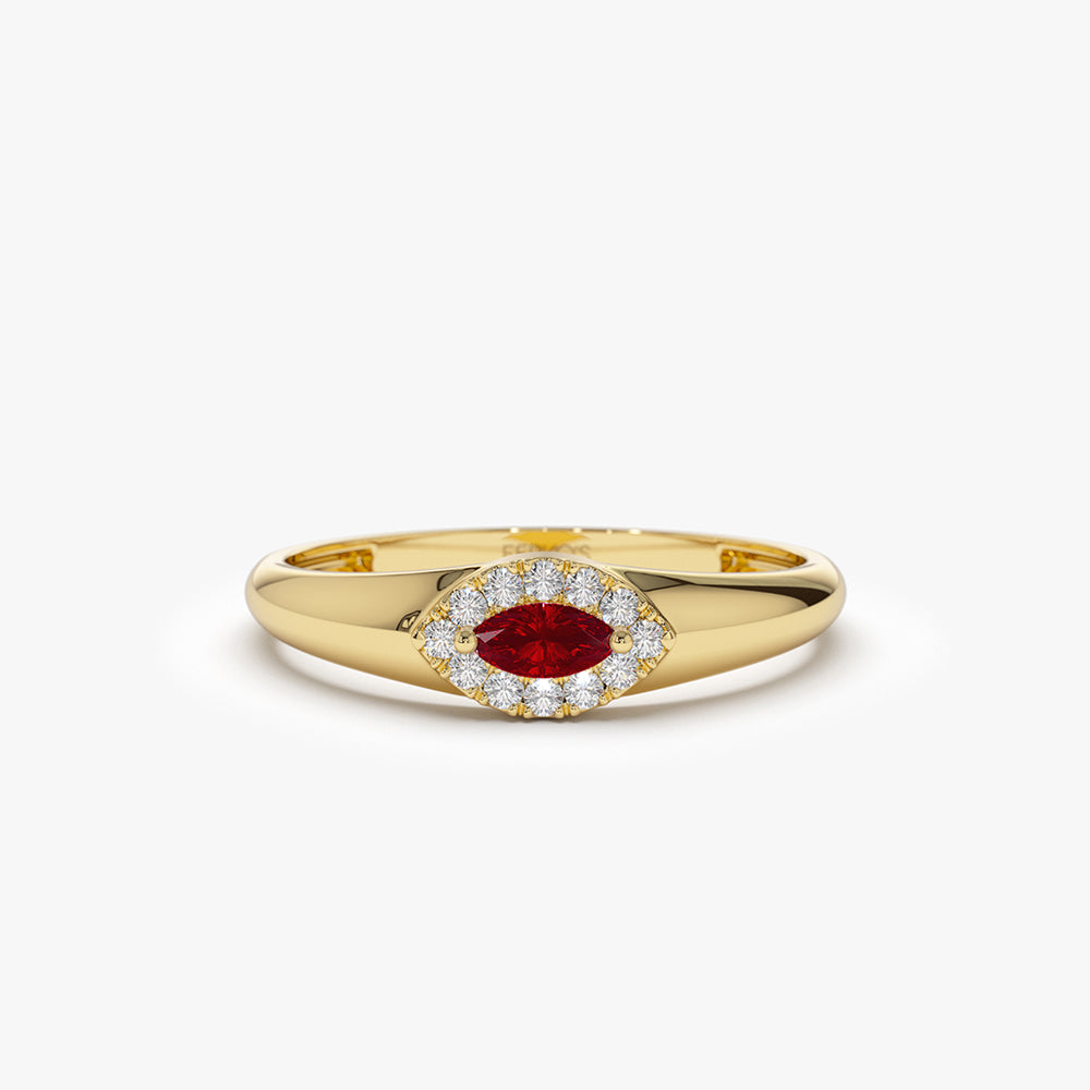 14k Marquise Ruby Ring in Halo Setting 14K Gold Ferkos Fine Jewelry