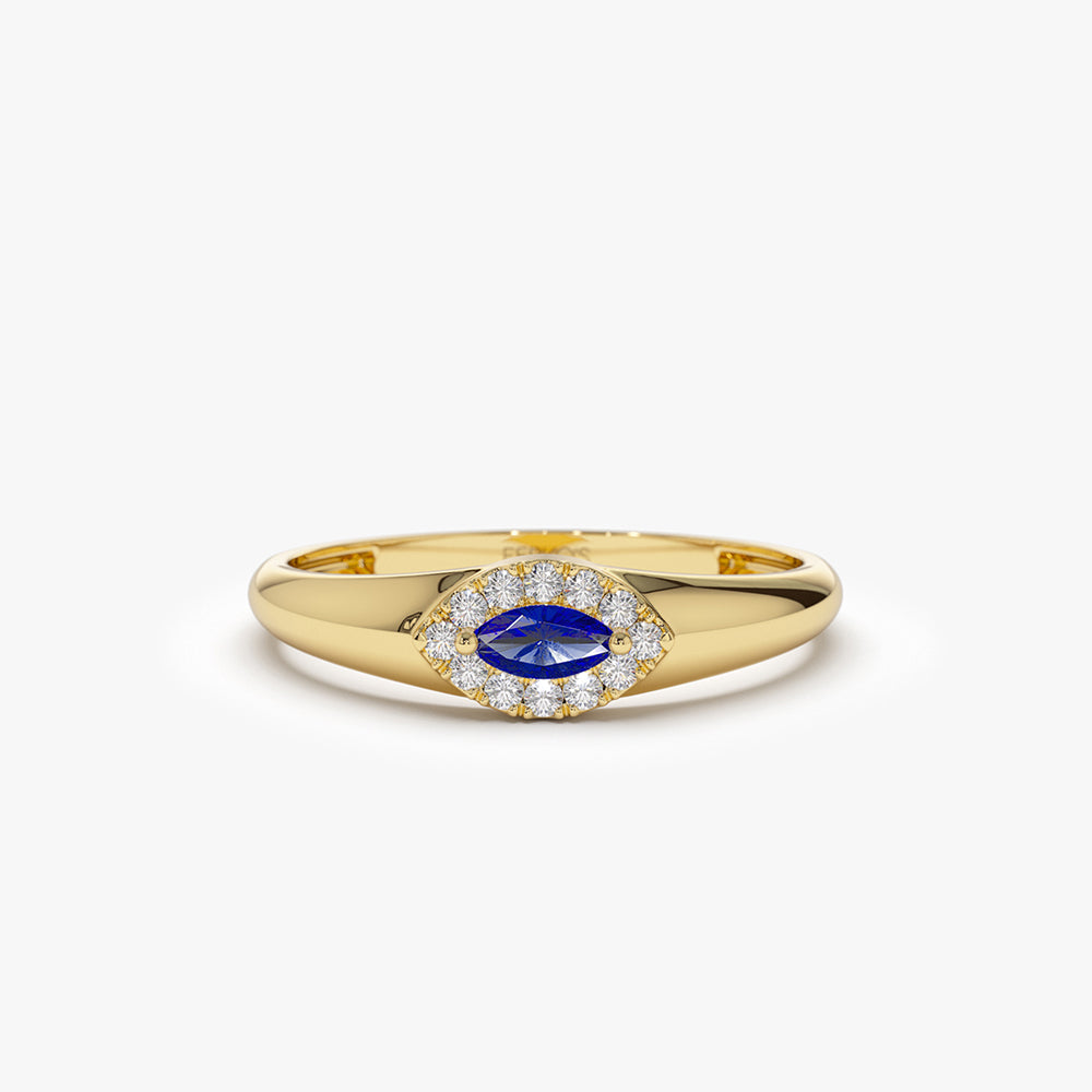 14k Marquise Sapphire Ring in Halo Setting 14K Gold Ferkos Fine Jewelry