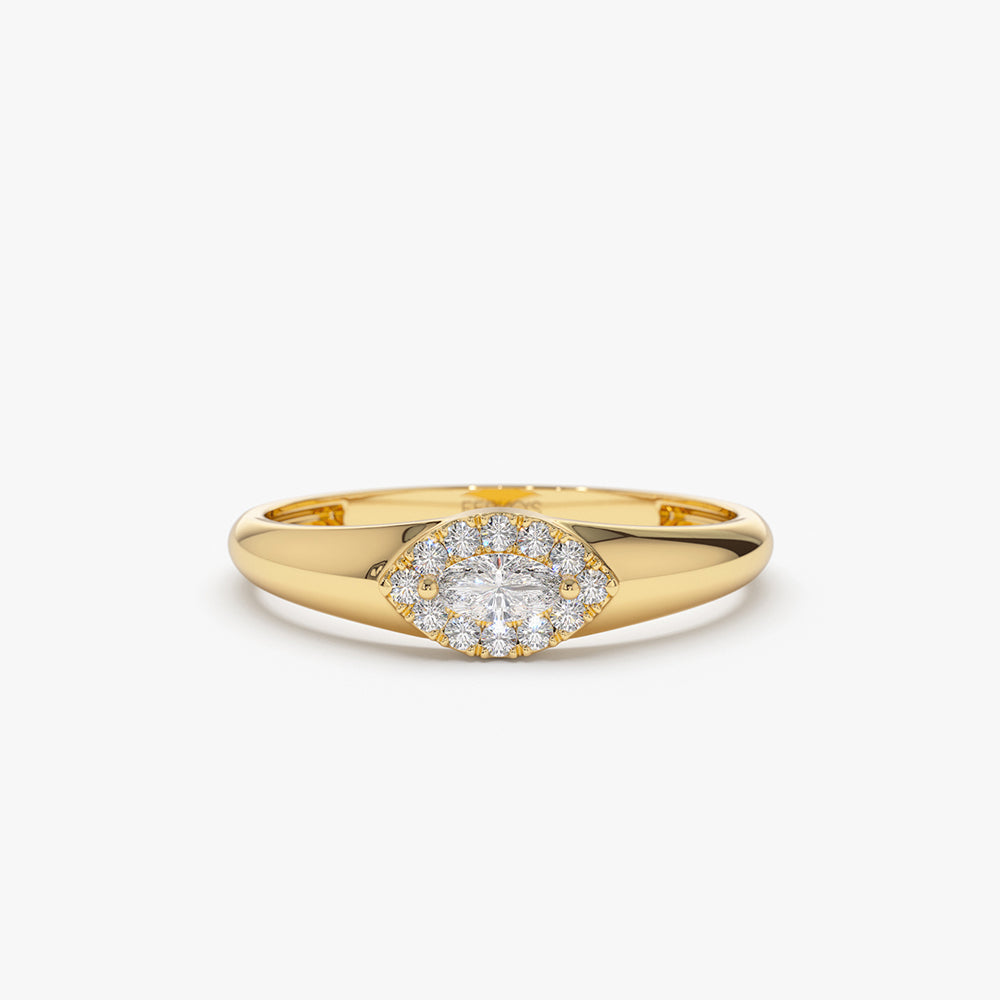 14K Marquise Diamond in Halo Setting Ring 14K Gold Ferkos Fine Jewelry