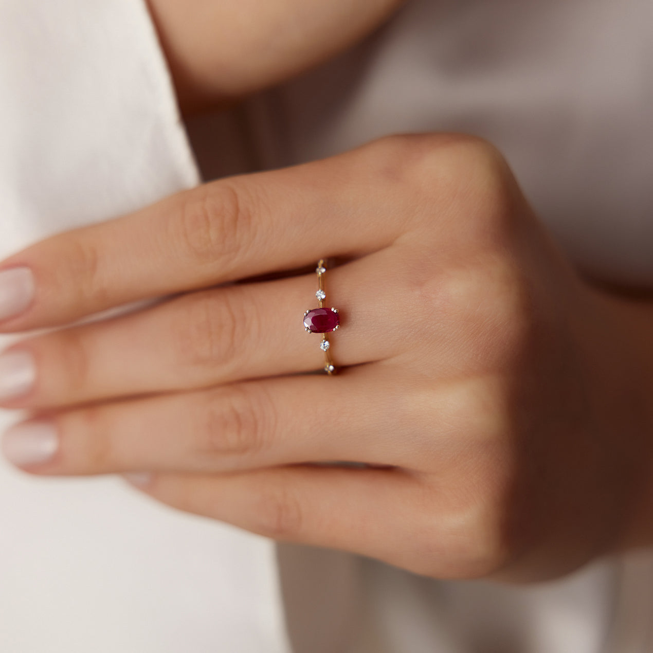 14K Gold Dainty Diamond Genuine Ruby Ring – Ferkos Fj