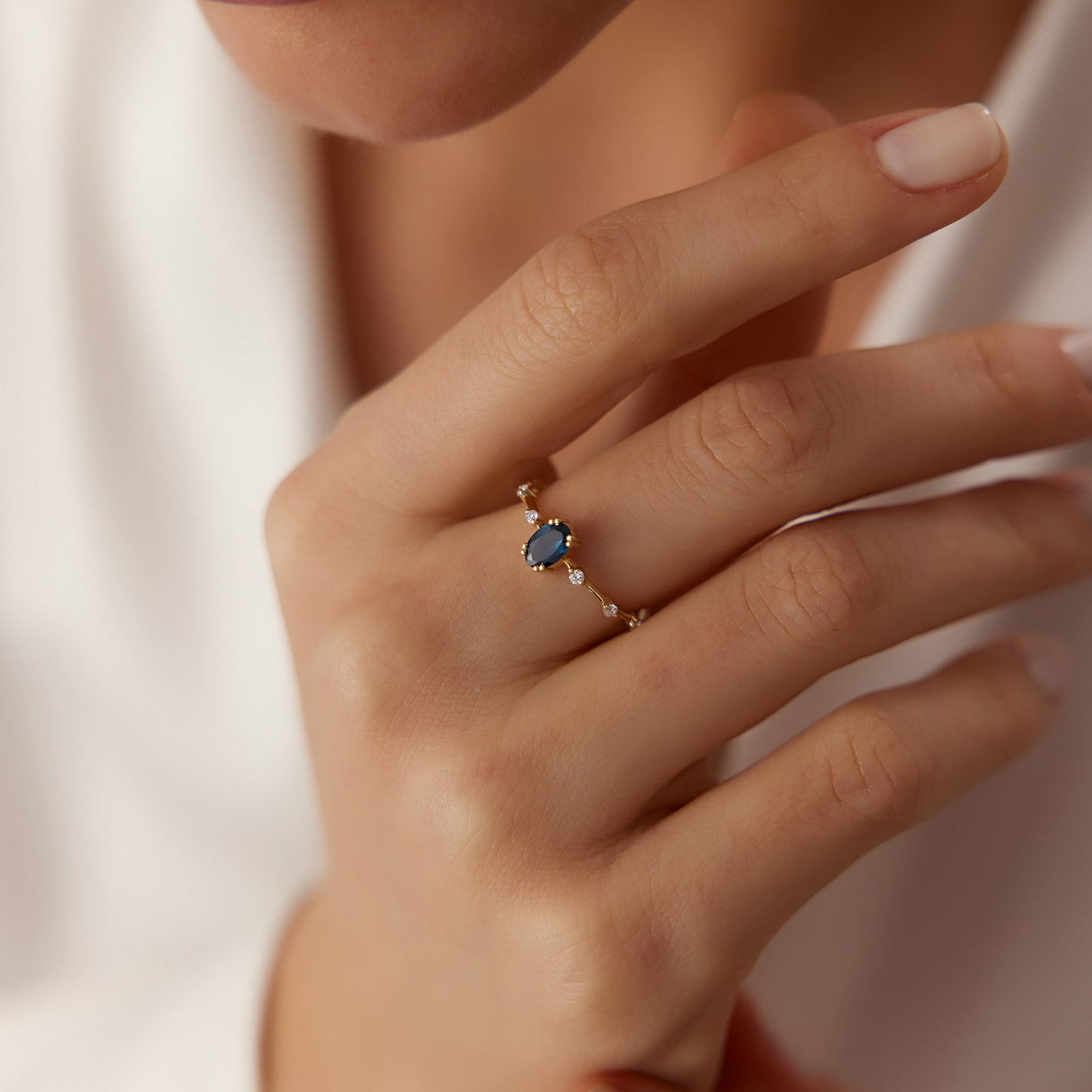 14k Gold Dainty Diamond Genuine Sapphire Ring – Ferkos Fine Jewelry