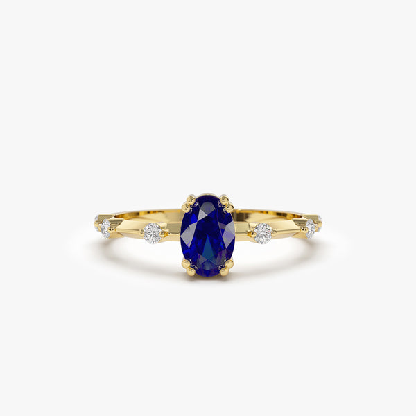 14k Gold Genuine Blue Sapphire Ring / AAA+ Quality Blue Sapphire Ring / Solid Gold Ring for Women / Natural Blue outlet Sapphire Ring-Stacking Ring