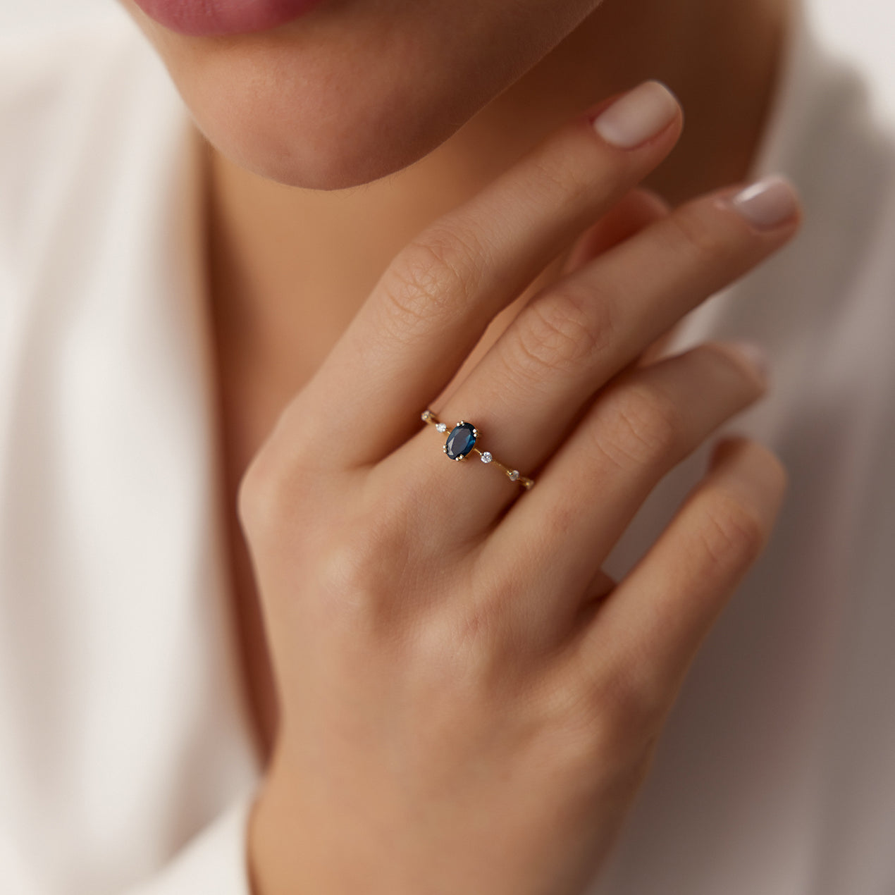Oval Cut Blue Sapphire Ring - Shraddha Shree Gems