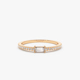 14k Stackable Baguette Diamond Ring with Pave Diamonds 14K Rose Gold Ferkos Fine Jewelry