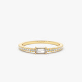 14k Stackable Baguette Diamond Ring with Pave Diamonds 14K Gold Ferkos Fine Jewelry