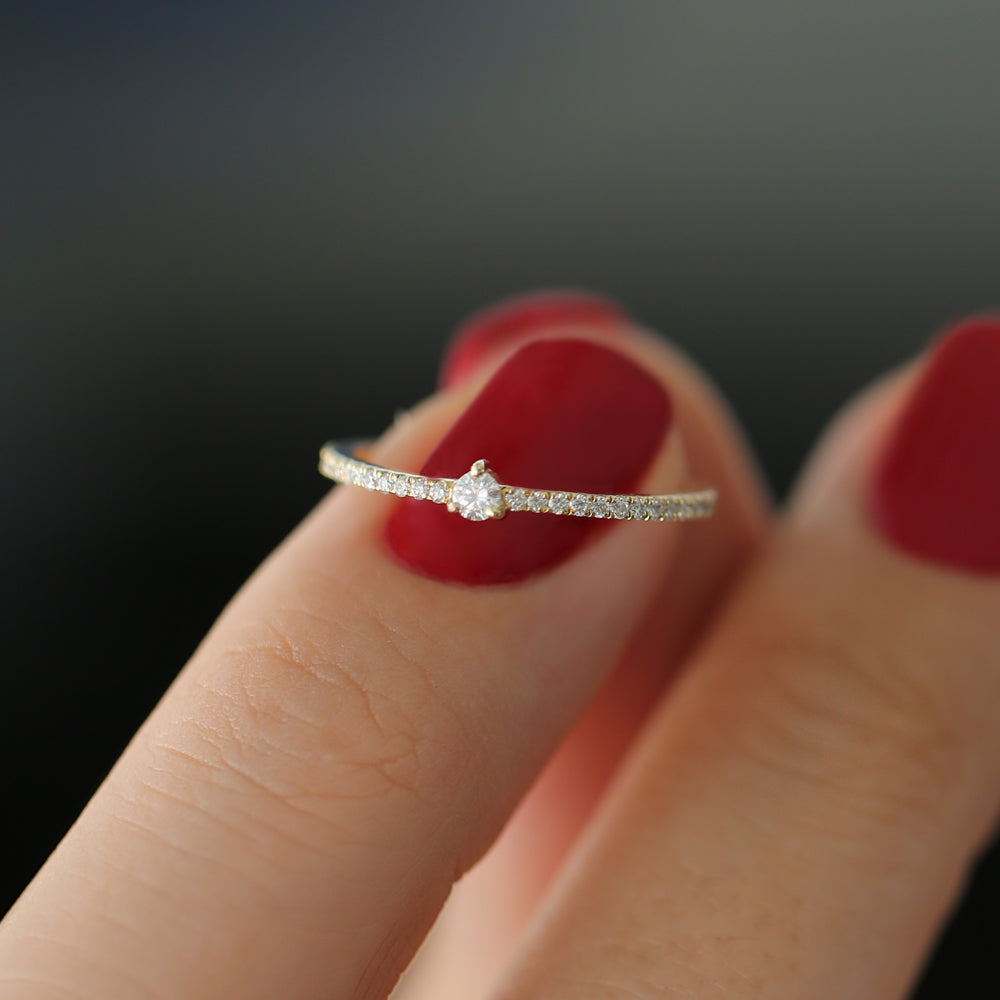 14k Minimalist Pave Diamond Stacking Ring – Ferkos Fine Jewelry