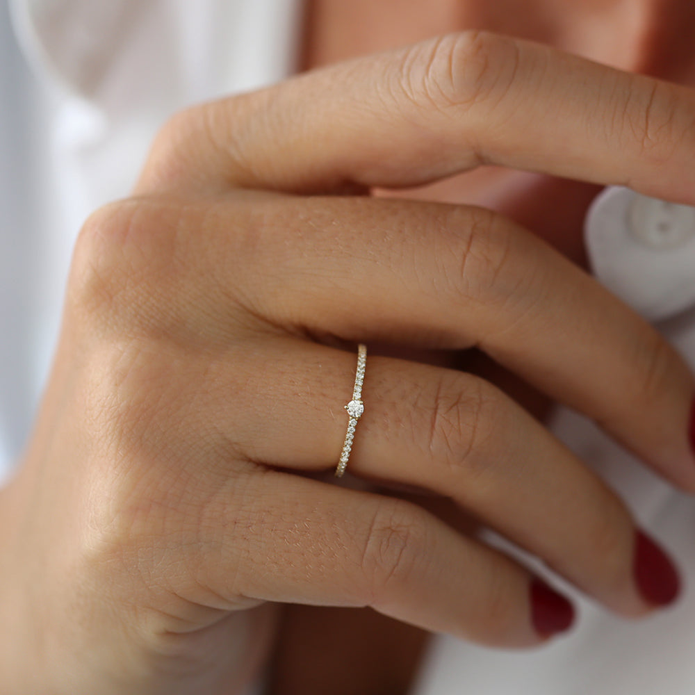 14k Minimalist Pave Diamond Stacking Ring – Ferkos Fine Jewelry