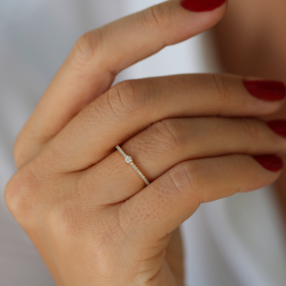 14k Minimalist Pave Diamond Stacking Ring – Ferkos Fine Jewelry