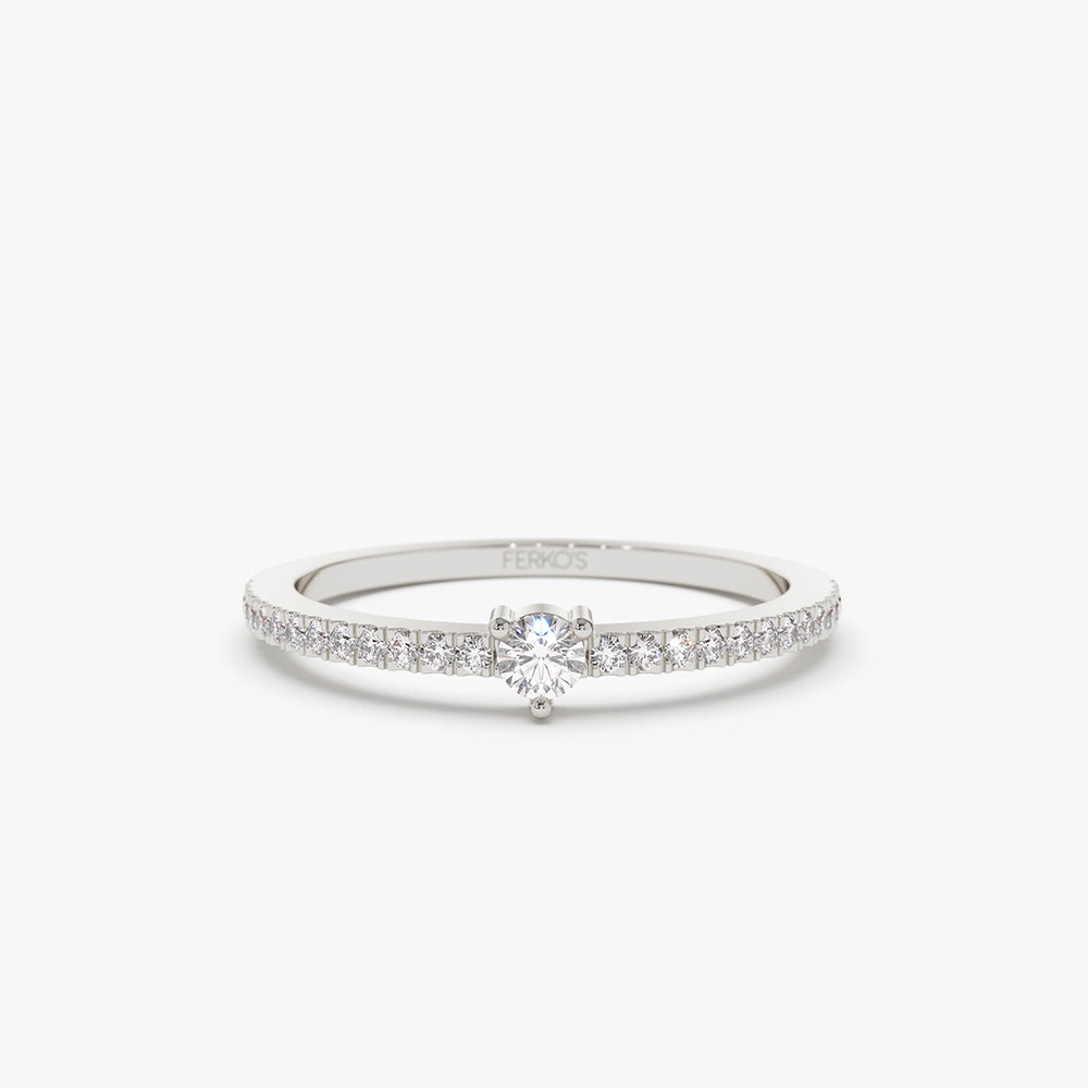 14k Minimalist Pave Diamond Stacking Ring – Ferkos Fine Jewelry
