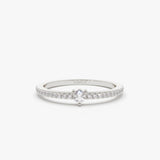 14k Minimalist Pave Diamond Stacking Ring 14K White Gold Ferkos Fine Jewelry
