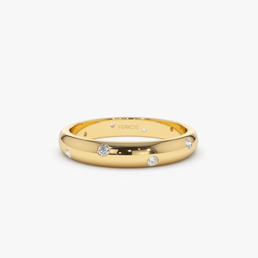 14k 3MM Dome Burnish Setting Women's Wedding Ring 14K Gold Ferkos Fine Jewelry