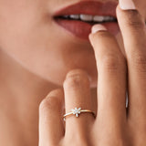 14k Triangle Shape Baguette & Round Diamond Stacking Ring  Ferkos Fine Jewelry