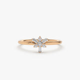 14k Triangle Shape Baguette & Round Diamond Stacking Ring 14K Rose Gold Ferkos Fine Jewelry