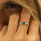 14k Slanted Pear Shape Emerald Ring with Pave Diamonds  Ferkos Fine Jewelry