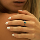 14k Slanted Pear Shape Emerald Ring with Pave Diamonds  Ferkos Fine Jewelry
