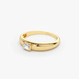 14k Dome Bezel Setting Emerald Cut Diamond Solitaire Ring  Ferkos Fine Jewelry