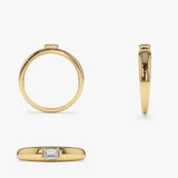 14k Dome Bezel Setting Emerald Cut Diamond Solitaire Ring  Ferkos Fine Jewelry